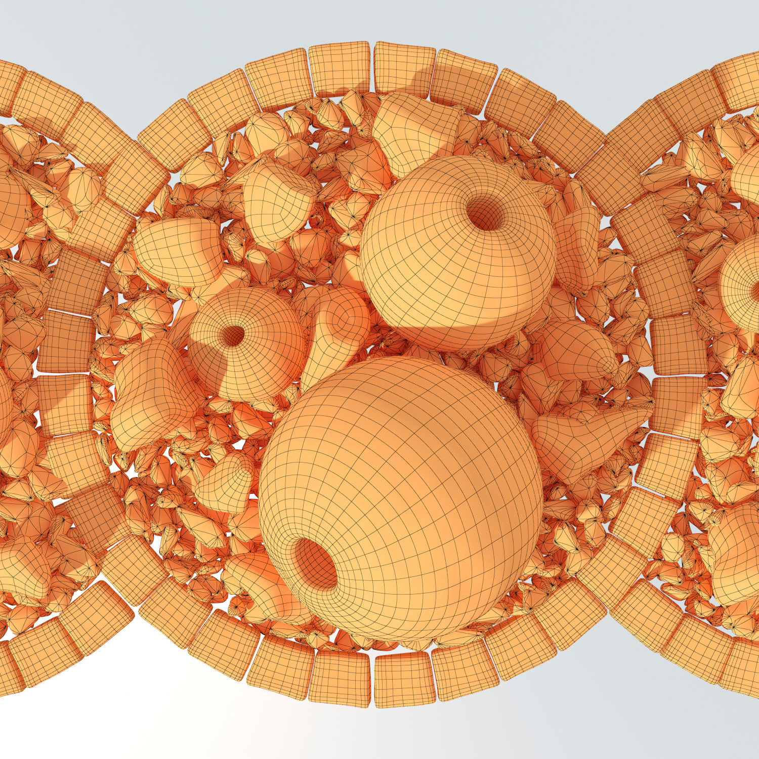 Flowerbed sphere stone decor 3D model_8