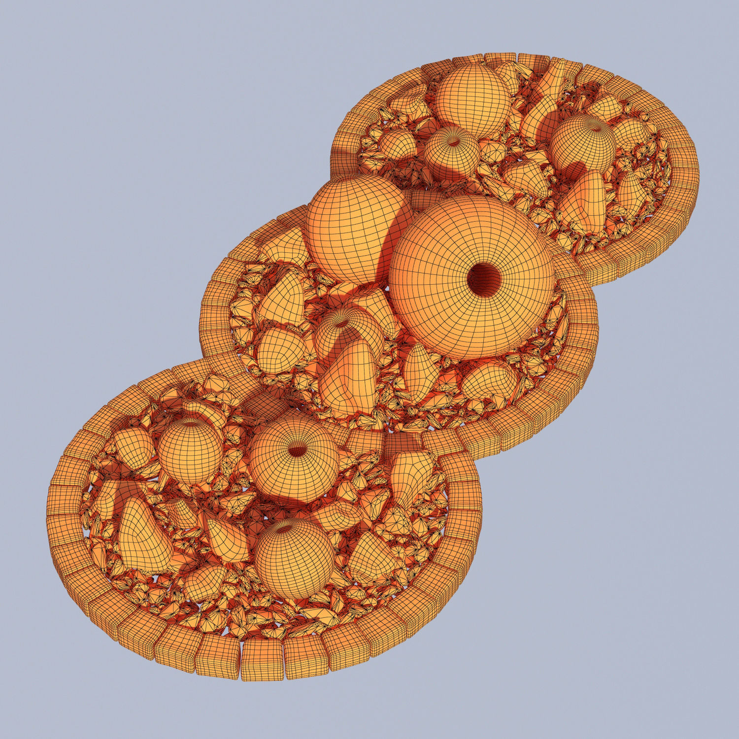 Flowerbed sphere stone decor 3D model_10