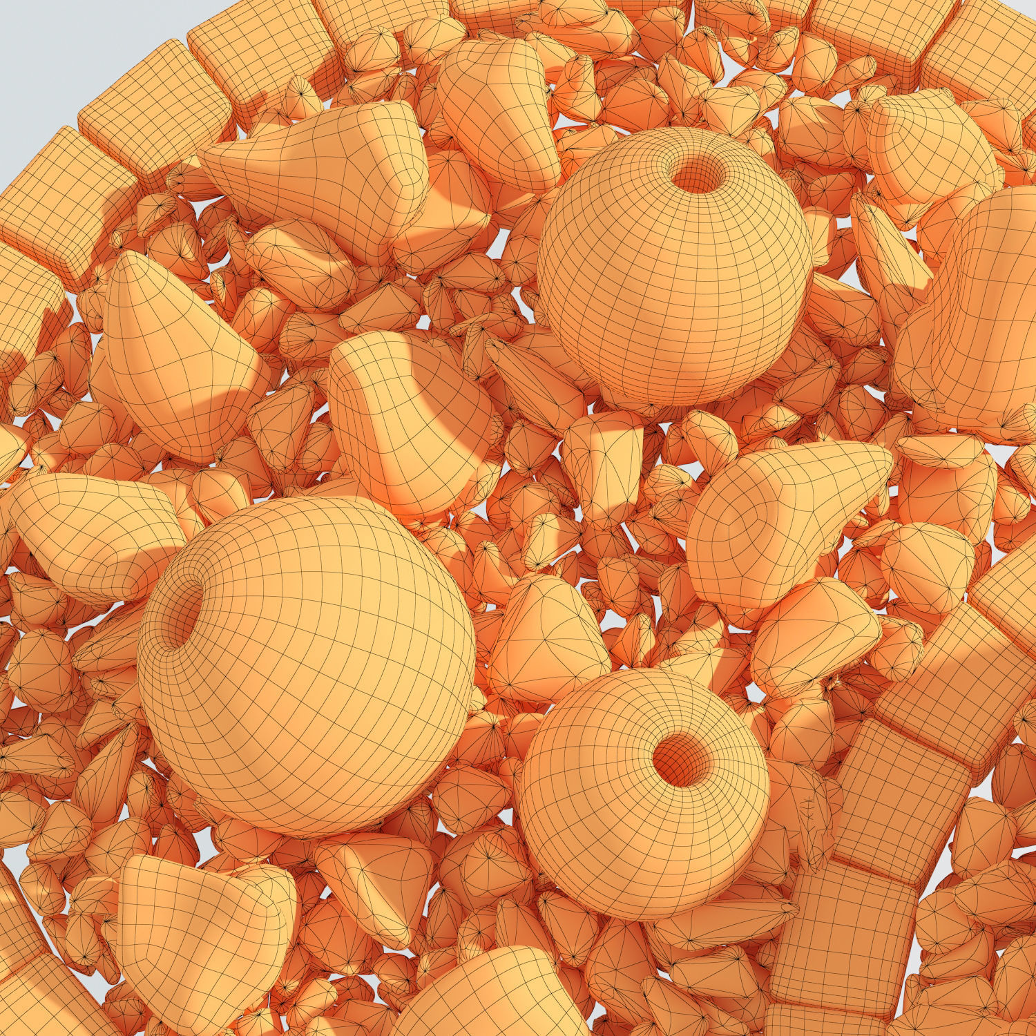 Flowerbed sphere stone decor 3D model_7