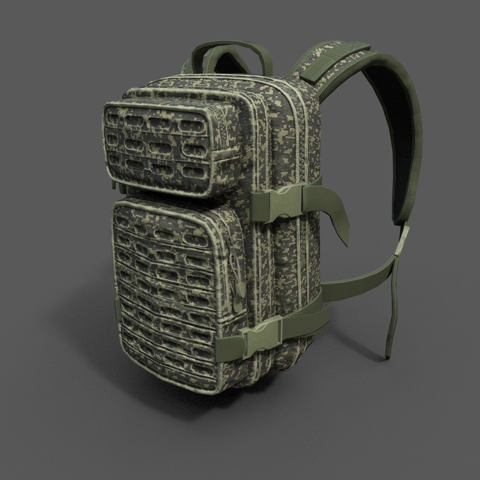 Military Backpack scifi Low-poly 3D model_1