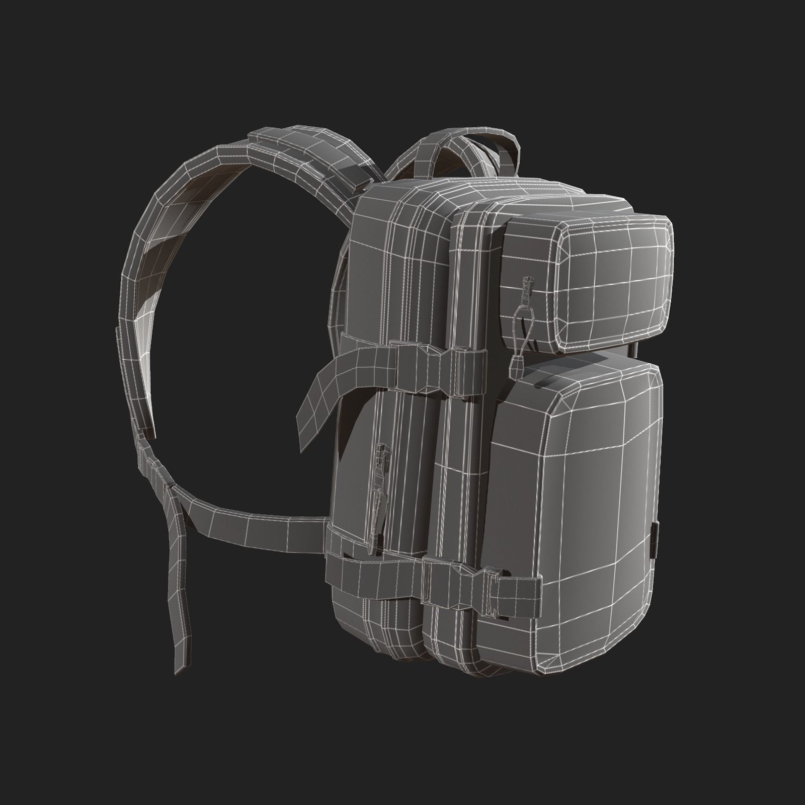 Military Backpack scifi Low-poly 3D model_3