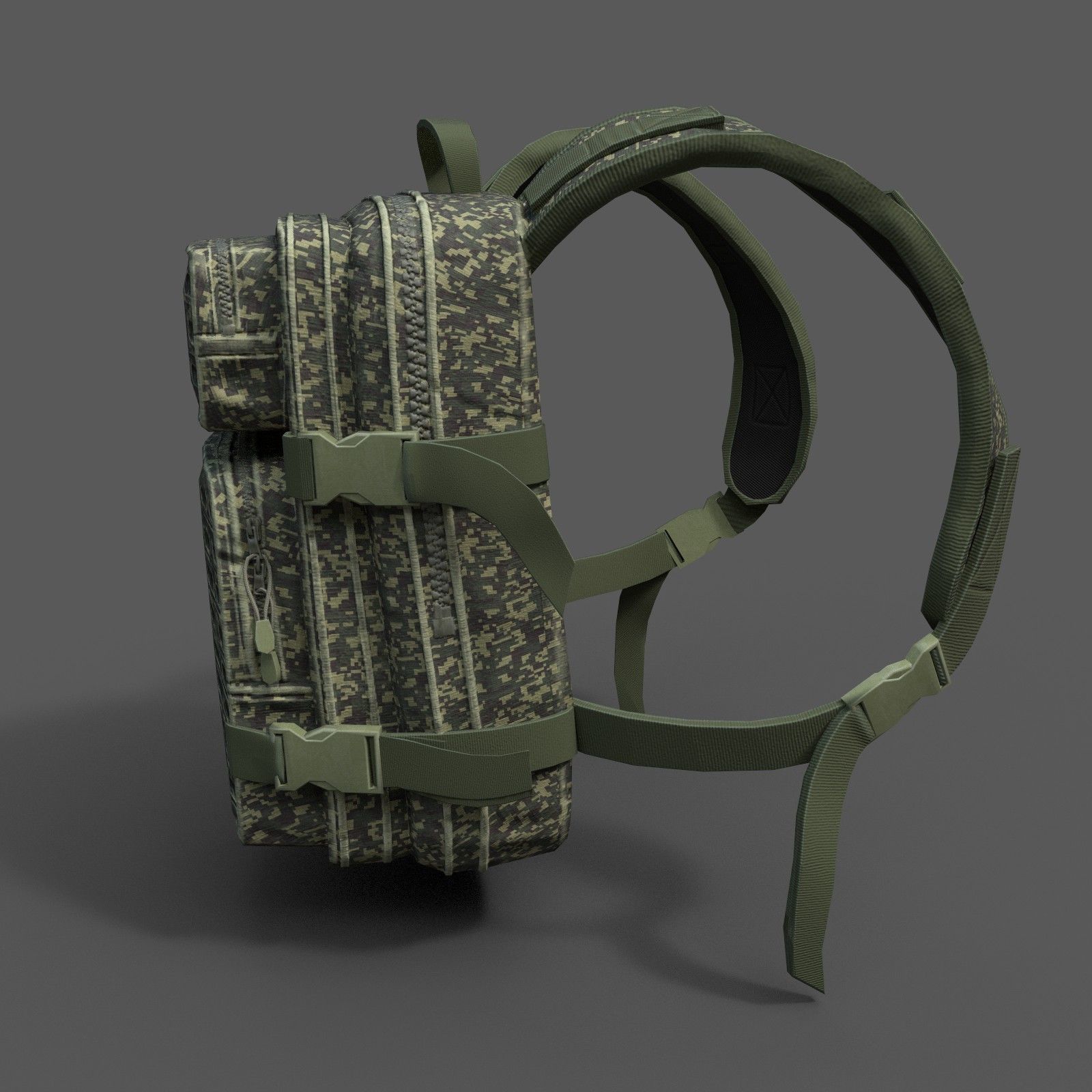 Military Backpack scifi Low-poly 3D model_2