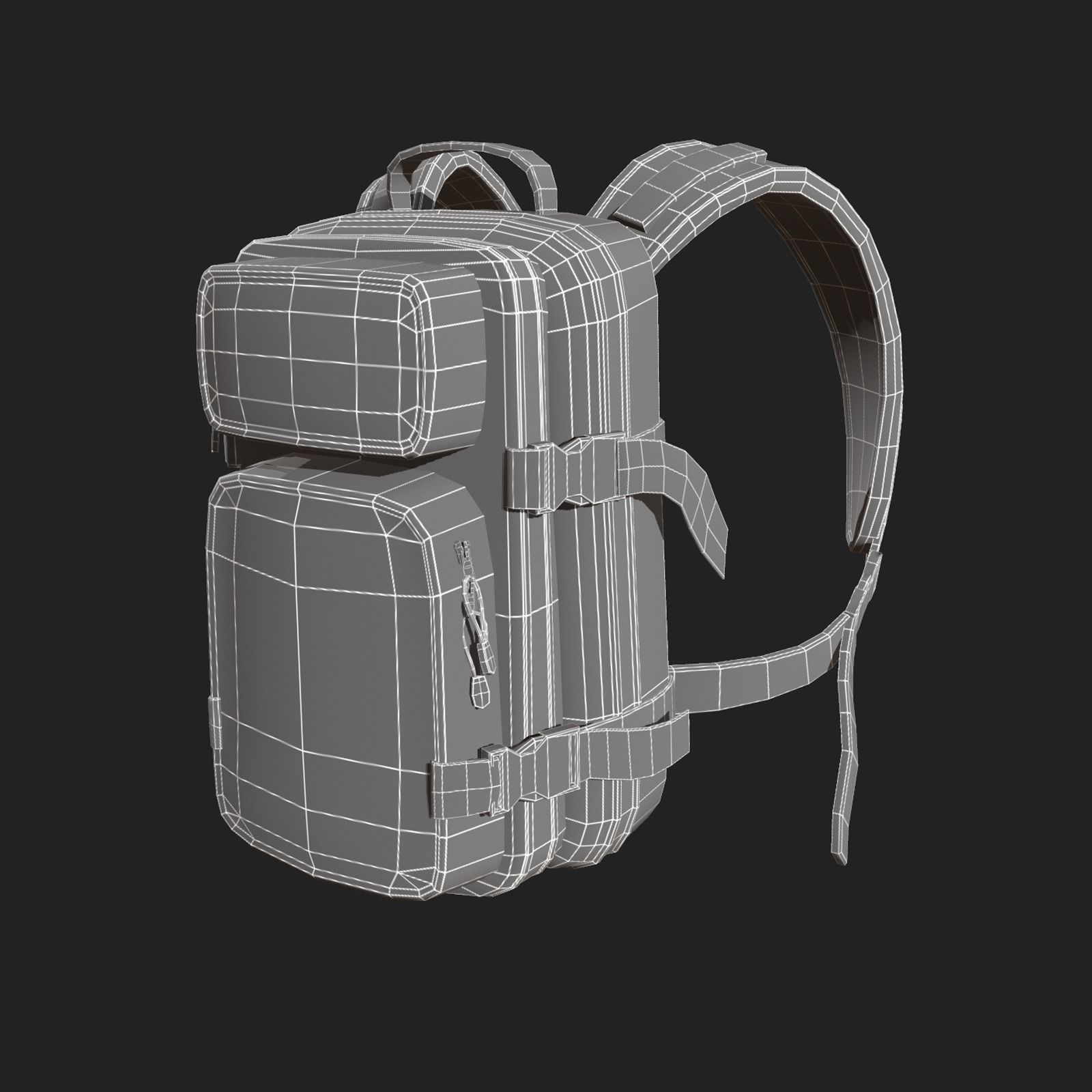 Military Backpack scifi Low-poly 3D model_4