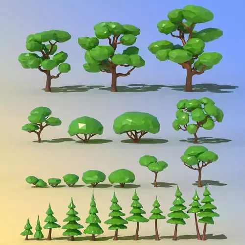 Low Poly Forest Trees Pack Low-poly 3D model