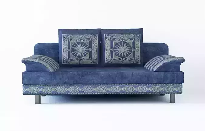 Low poly fabric armchair sofa in a slightly primitive style