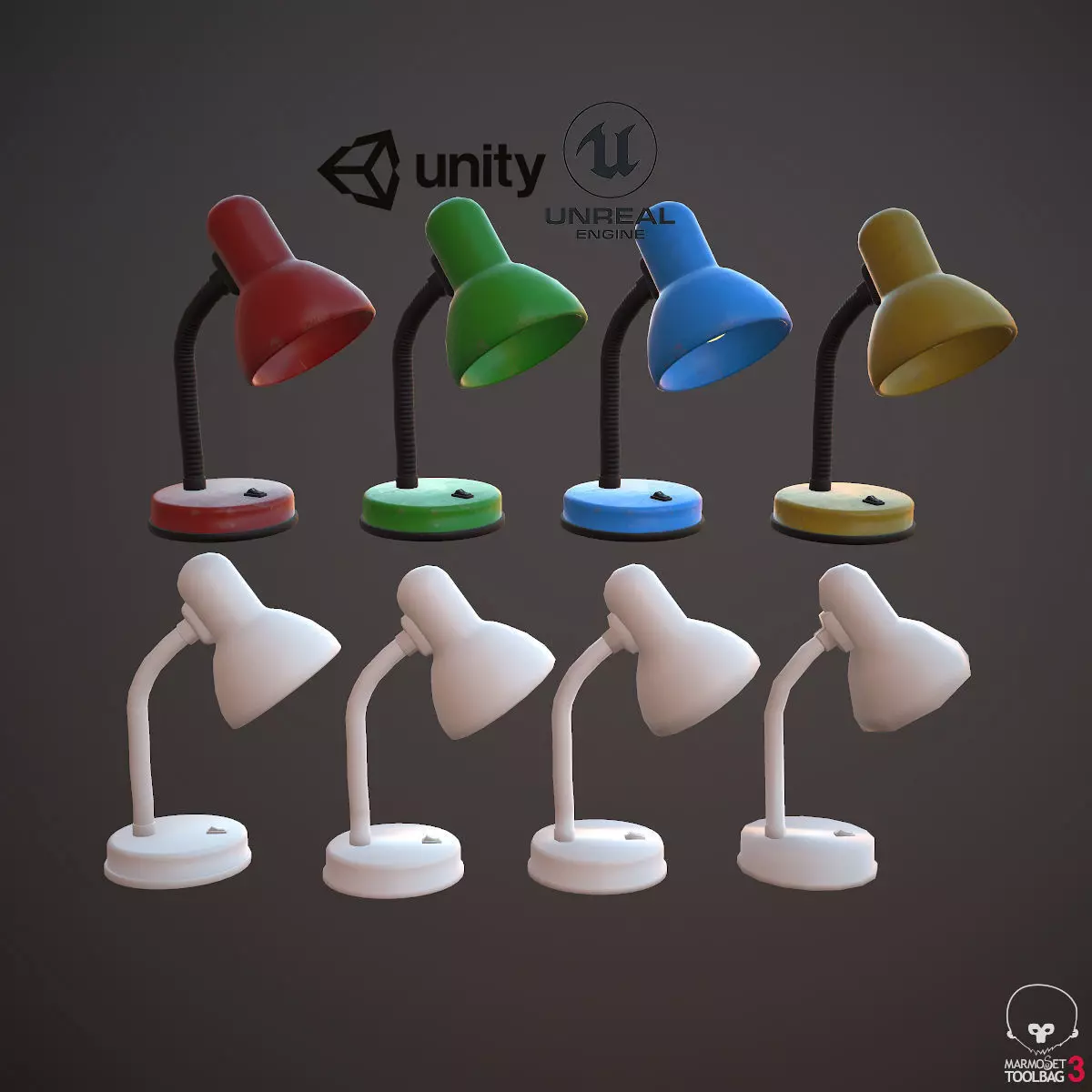 Desk Lamp Low-poly 3D model_0