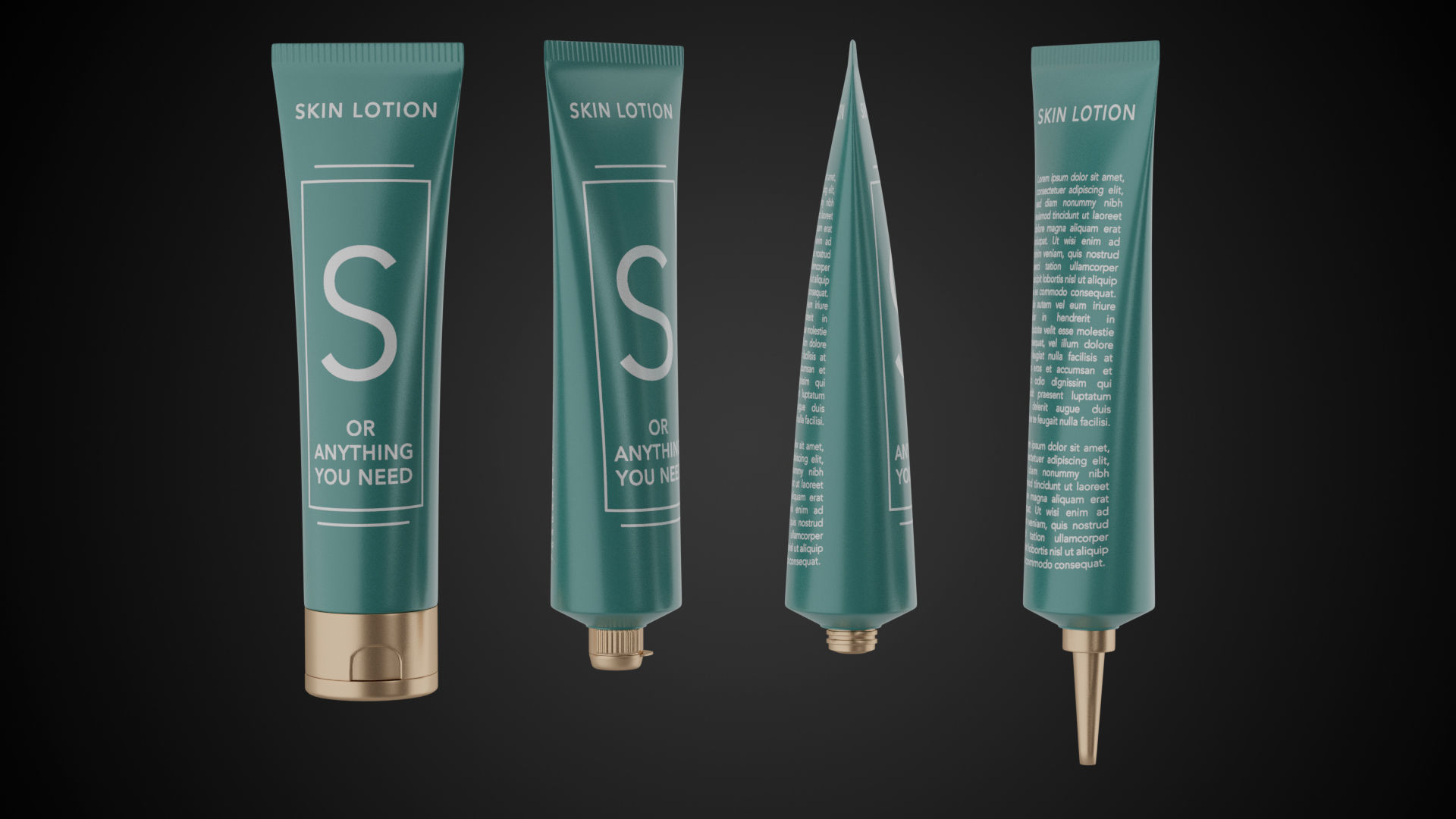 Tube Container Full Empty and Crumpled Low-poly 3D model_1