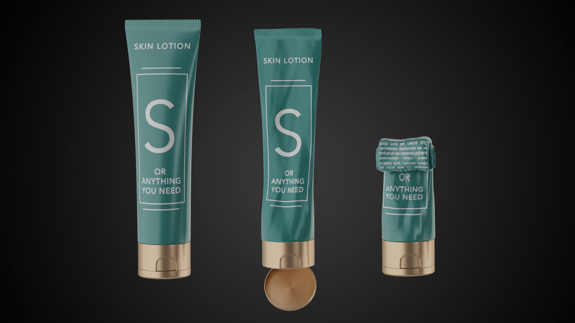 Tube Container Full Empty and Crumpled Low-poly 3D model_11