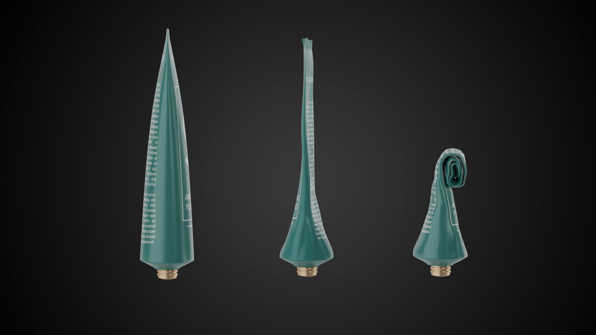 Tube Container Full Empty and Crumpled Low-poly 3D model_12