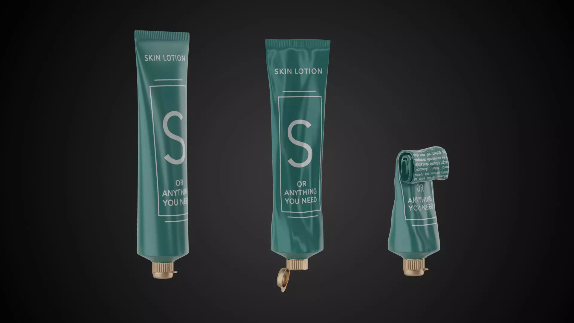 Tube Container Full Empty and Crumpled Low-poly 3D model_0