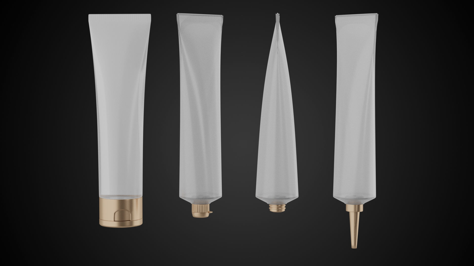 Tube Container Full Empty and Crumpled Low-poly 3D model_2