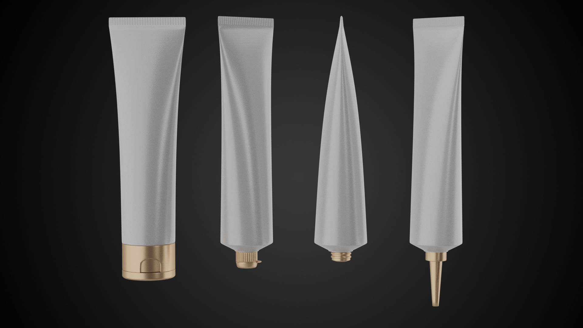 Tube Container Full Empty and Crumpled Low-poly 3D model_3