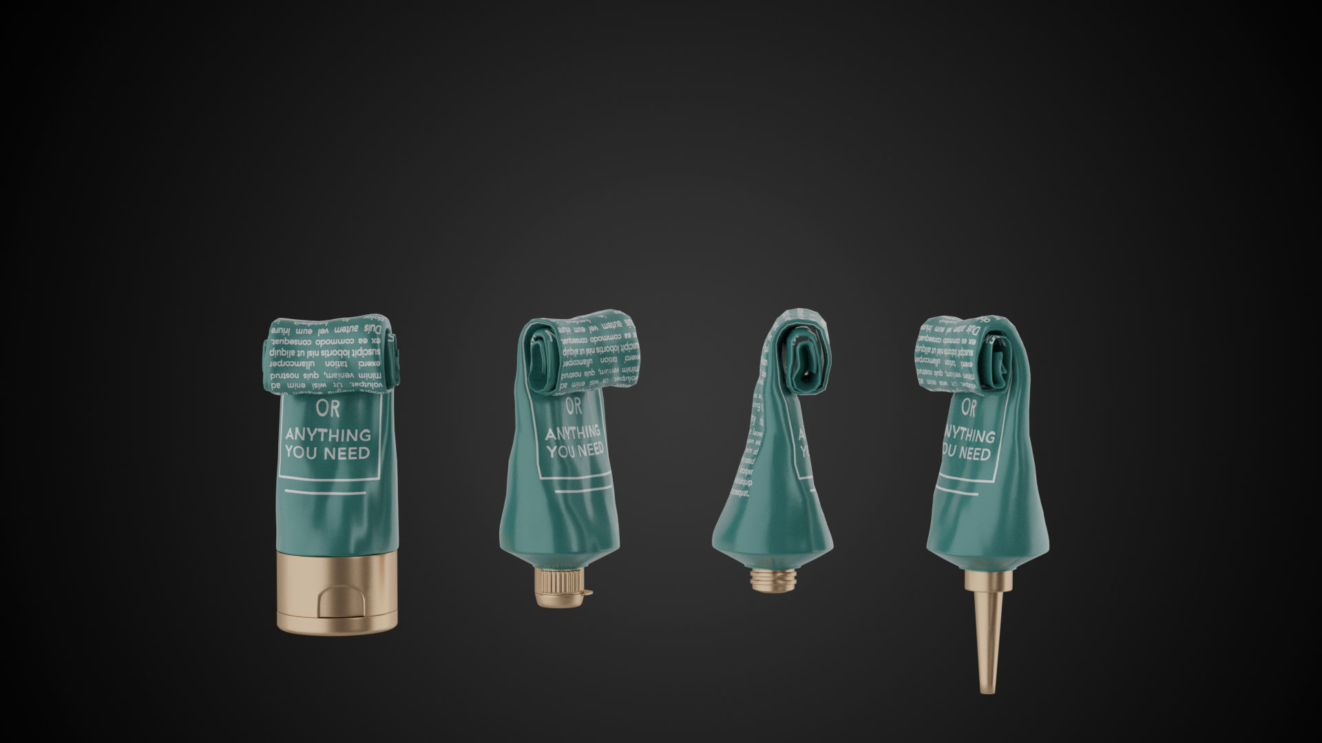 Tube Container Full Empty and Crumpled Low-poly 3D model_5