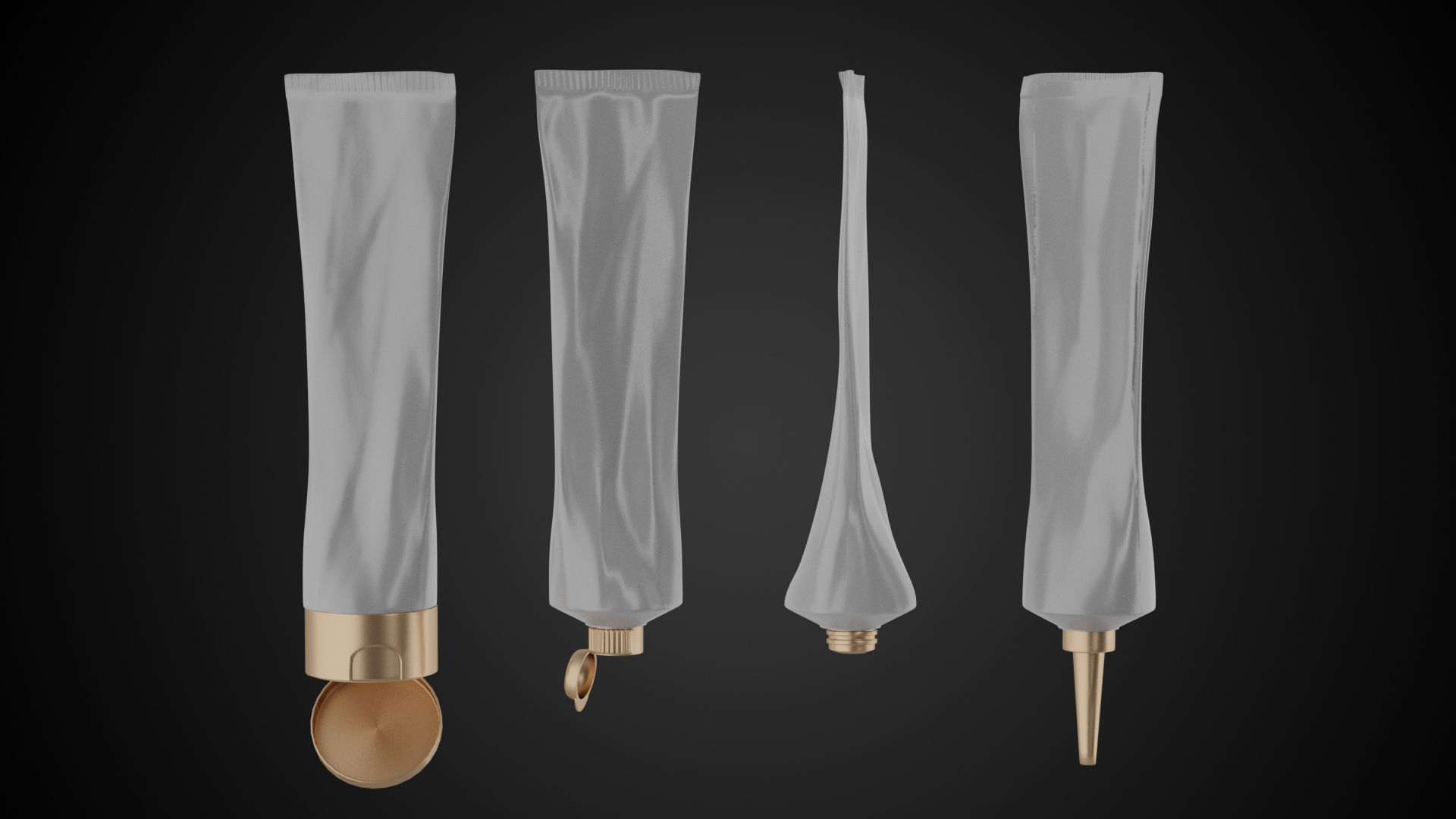 Tube Container Full Empty and Crumpled Low-poly 3D model_8