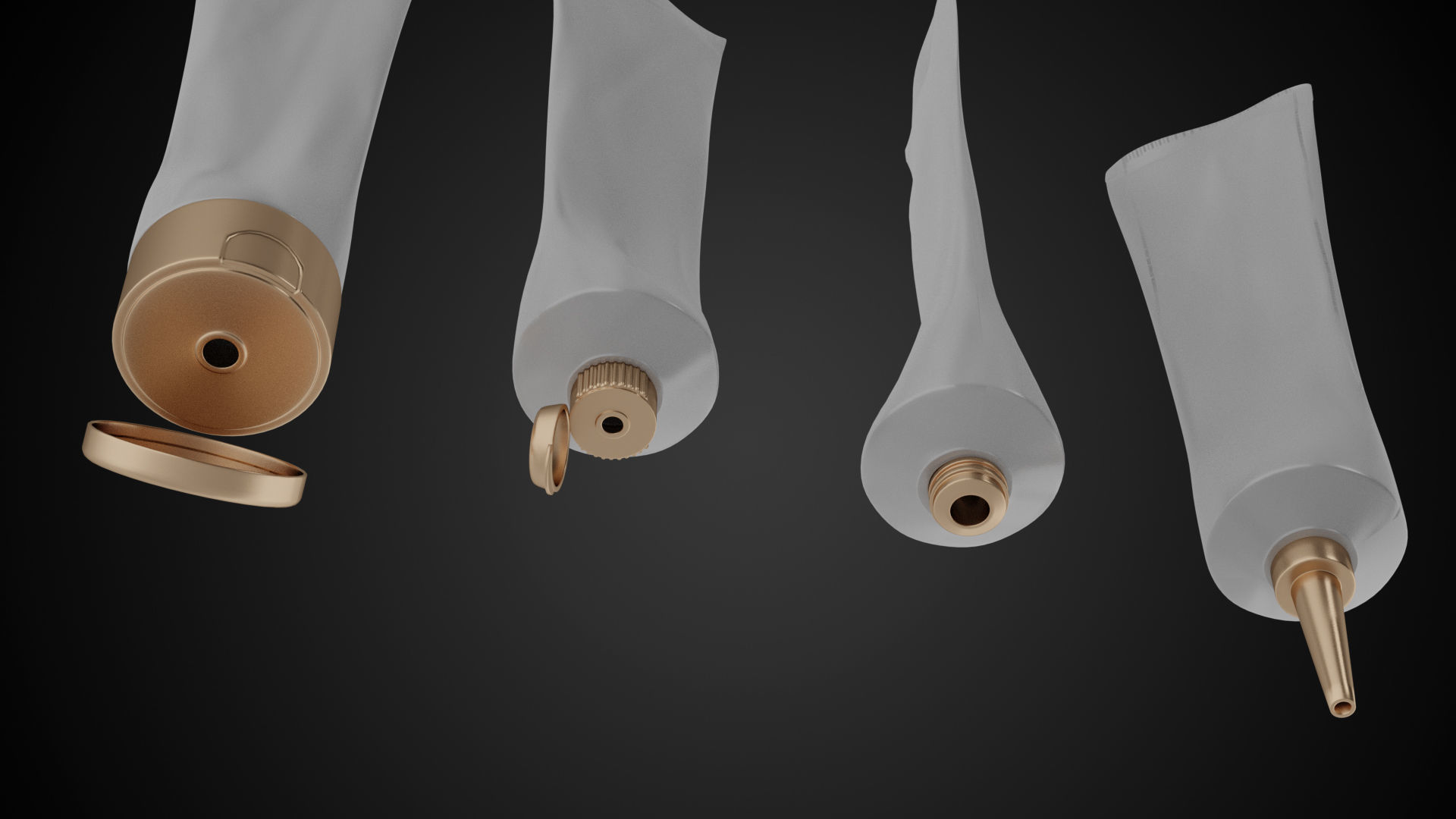 Tube Container Full Empty and Crumpled Low-poly 3D model_9