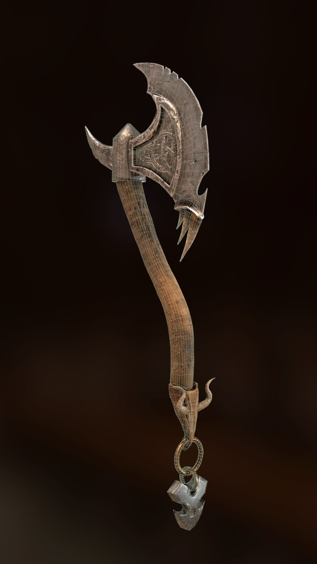 Orc Axe for tough guys Low-poly 3D model_3