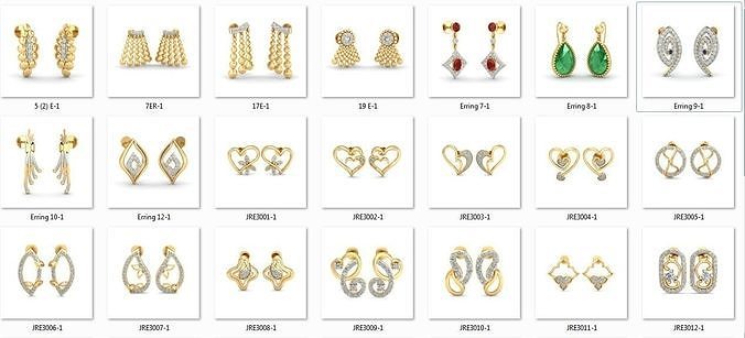 58 Women Earrings 3dm render details bulk purchase  3D print model