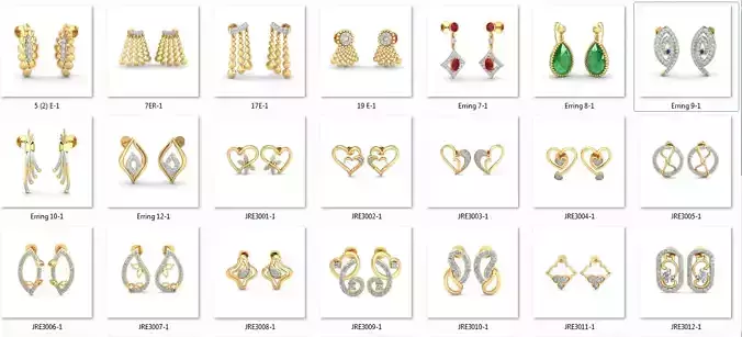 58 Women Earrings 3dm render details bulk purchase  3D print model