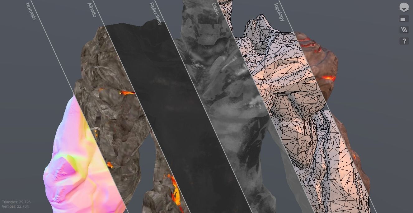 Fire Golem Elemental Free low-poly 3D model_5