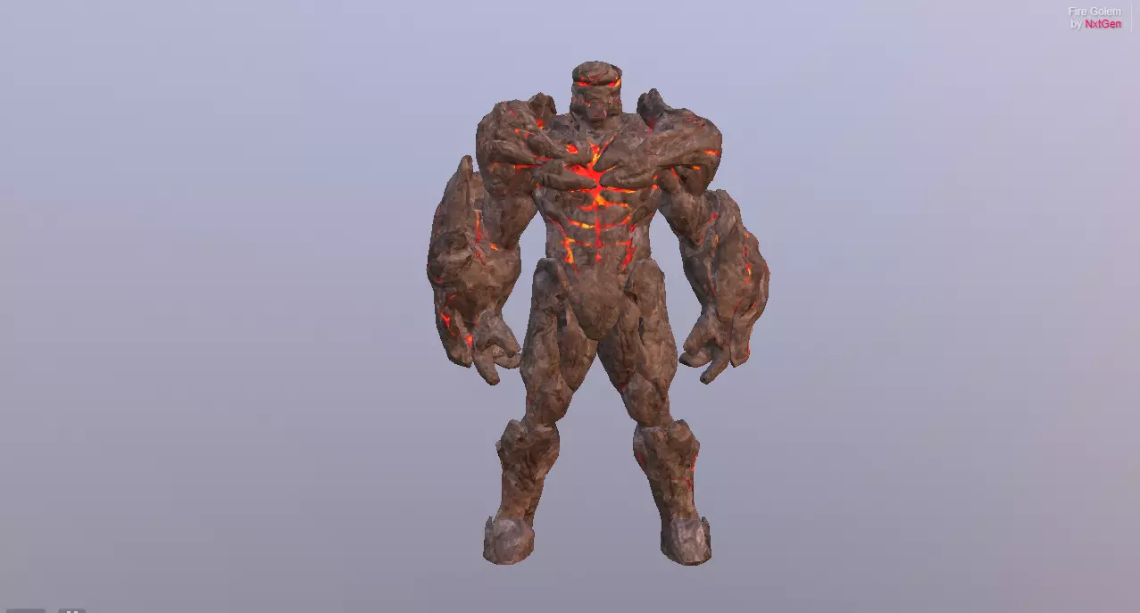 Fire Golem Elemental Free low-poly 3D model_0