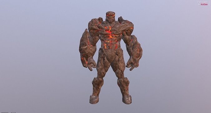Fire Golem Elemental Free low-poly 3D model