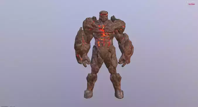 Fire Golem Elemental Free low-poly 3D model