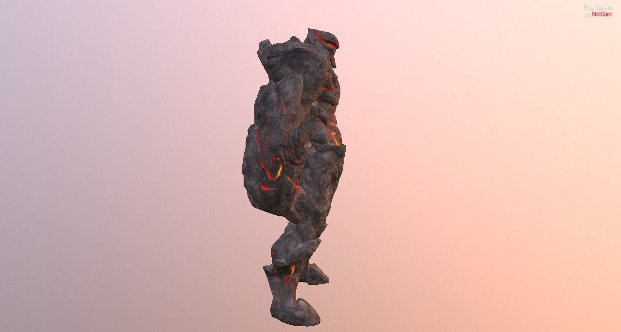 Fire Golem Elemental Free low-poly 3D model_3