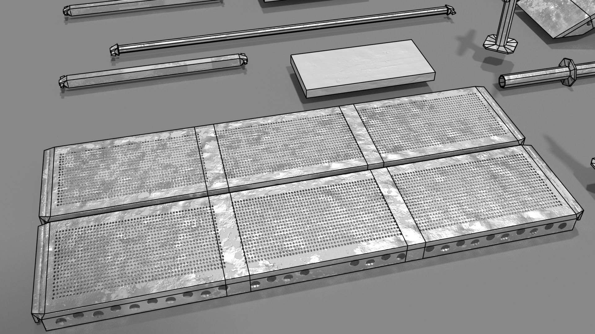 Modular Low poly Scaffold Low-poly 3D model_7