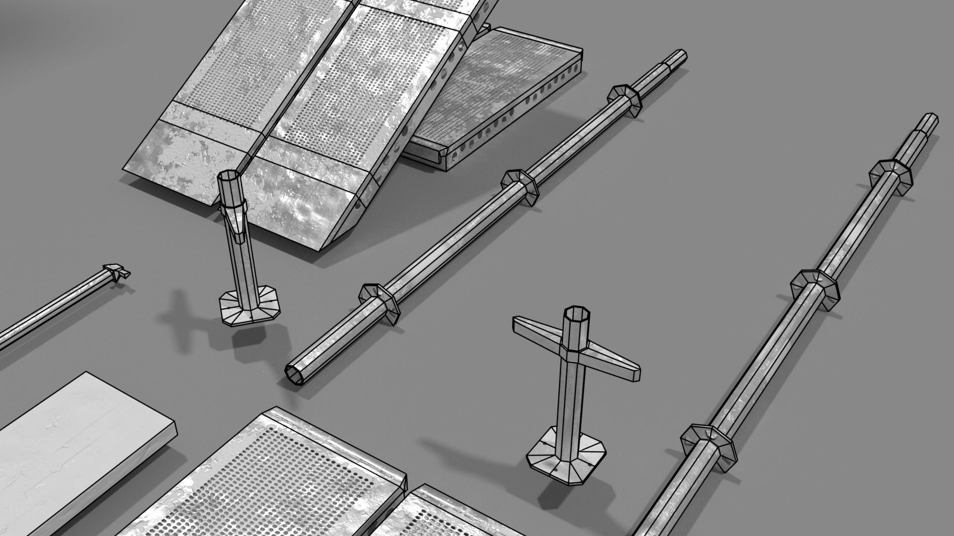 Modular Low poly Scaffold Low-poly 3D model_8