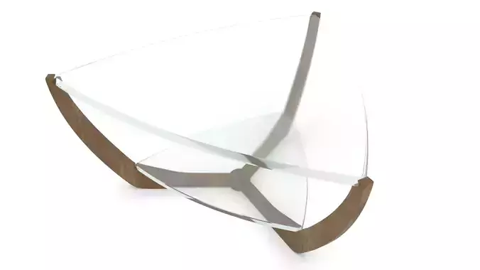 Triangular Glass Coffee Table on a Wooden Base - 3ds Max