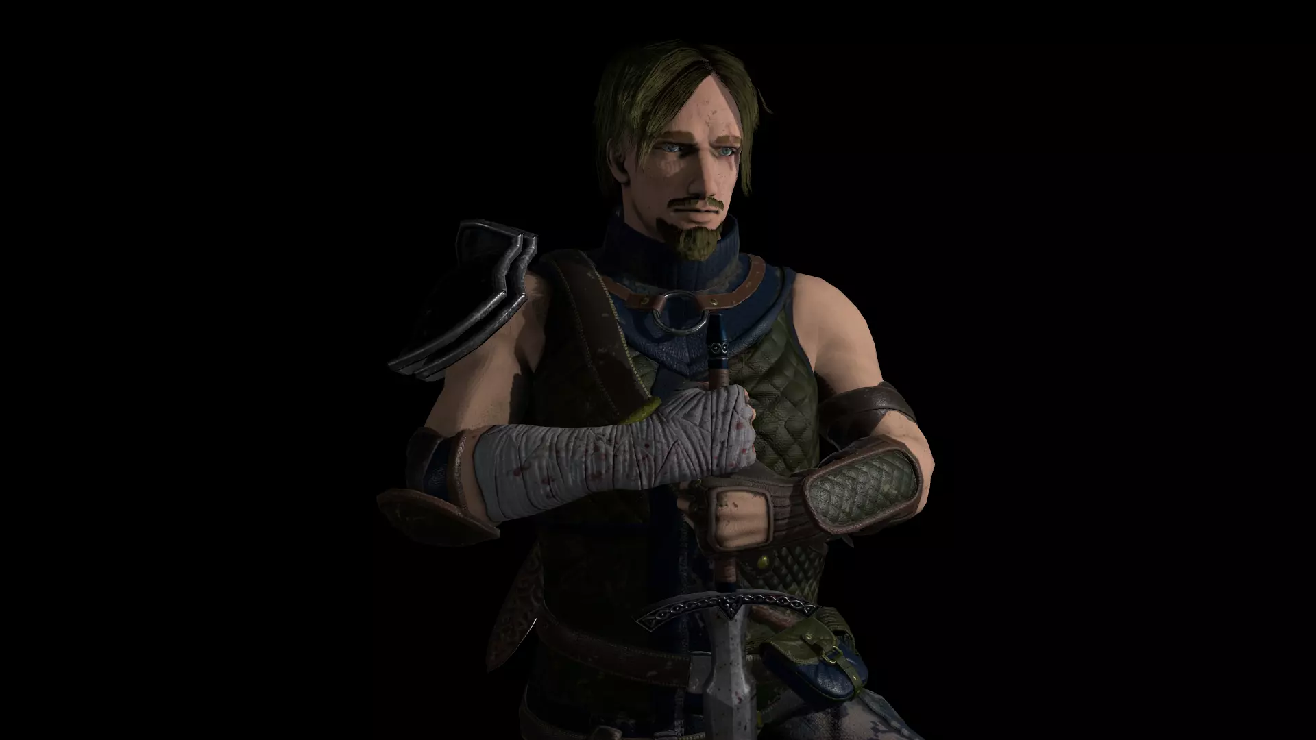 Swordsman - model and textures Low-poly 3D model