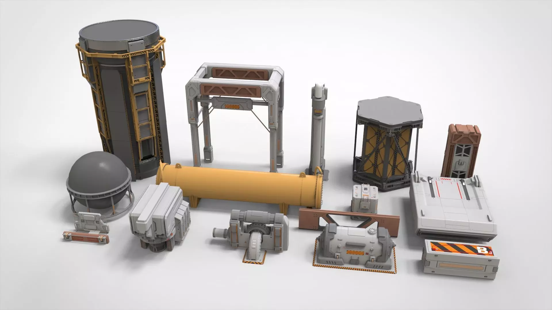 sci-fi Architecture kitbash 3 3D model_0