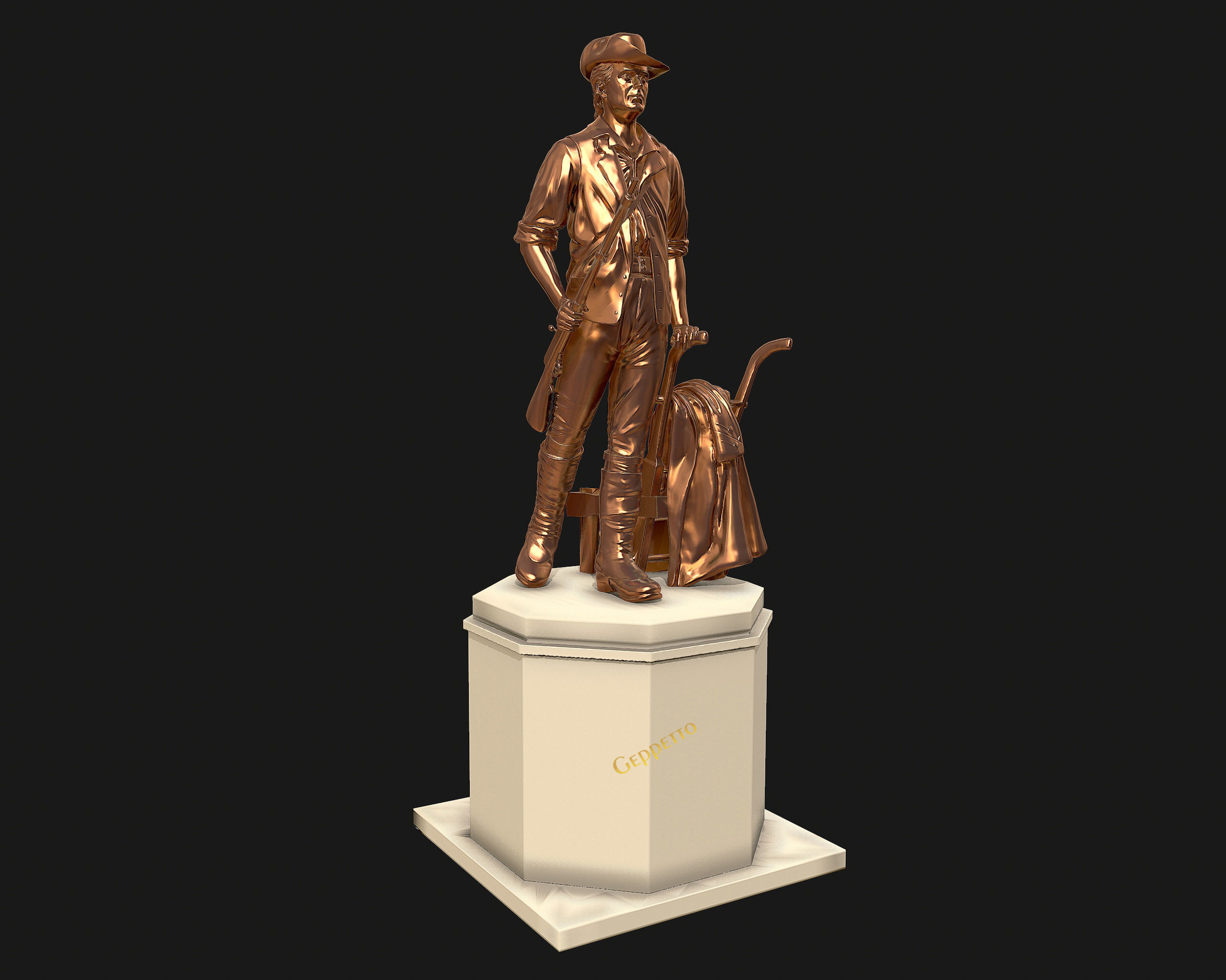 Minuteman Sculpture ready to 3D printing 3D print model_16