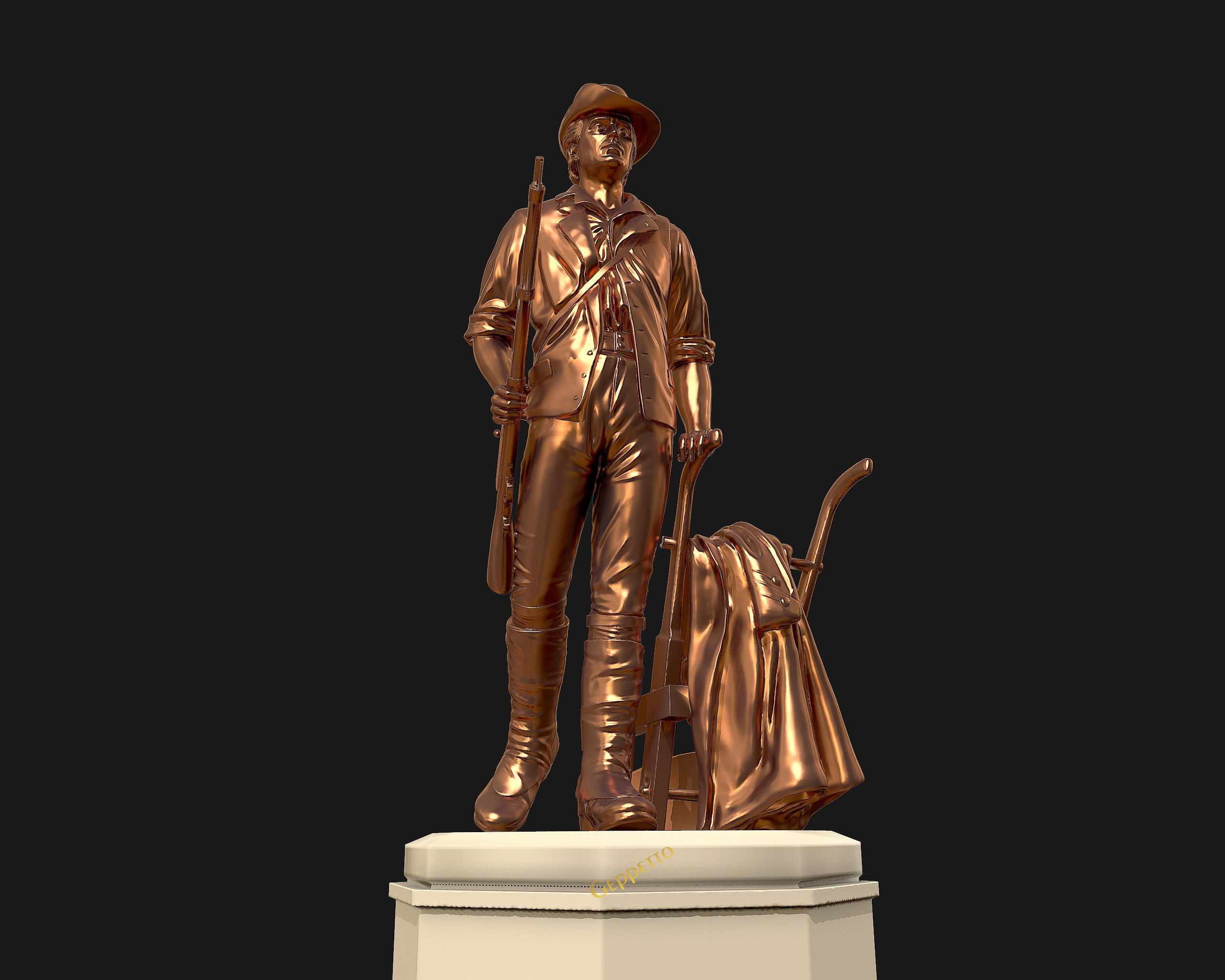 Minuteman Sculpture ready to 3D printing 3D print model_9