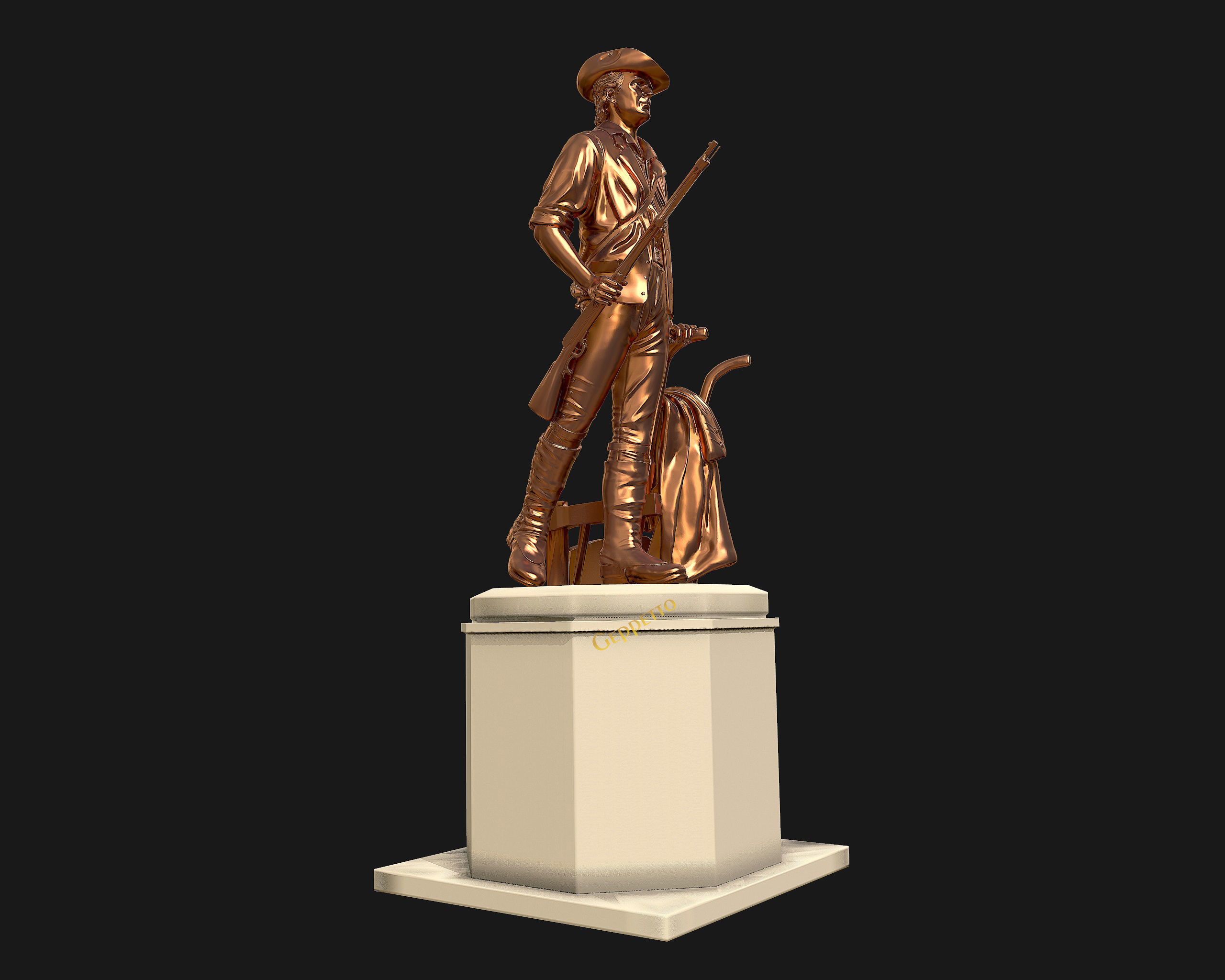 Minuteman Sculpture ready to 3D printing 3D print model_35