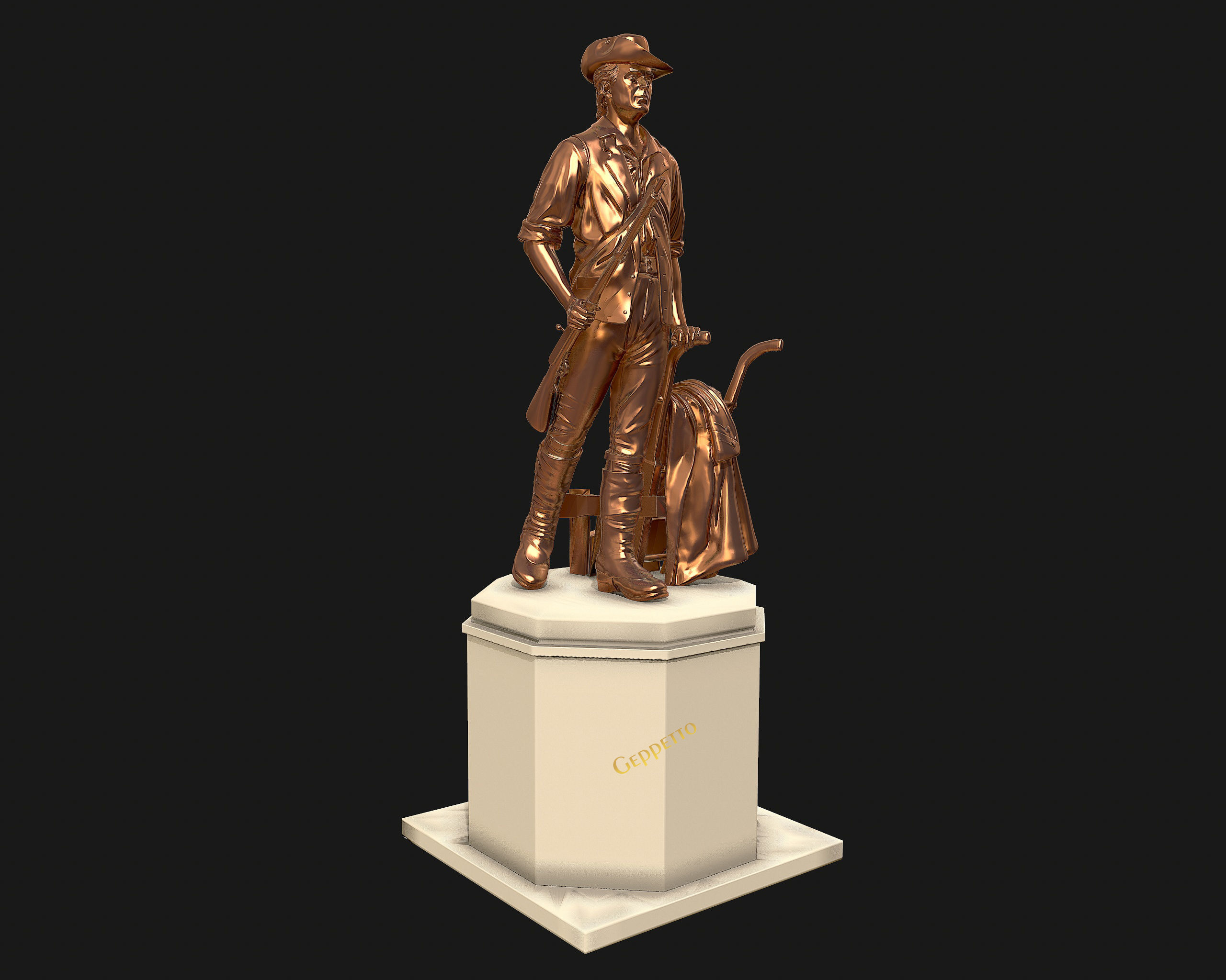 Minuteman Sculpture ready to 3D printing 3D print model_17
