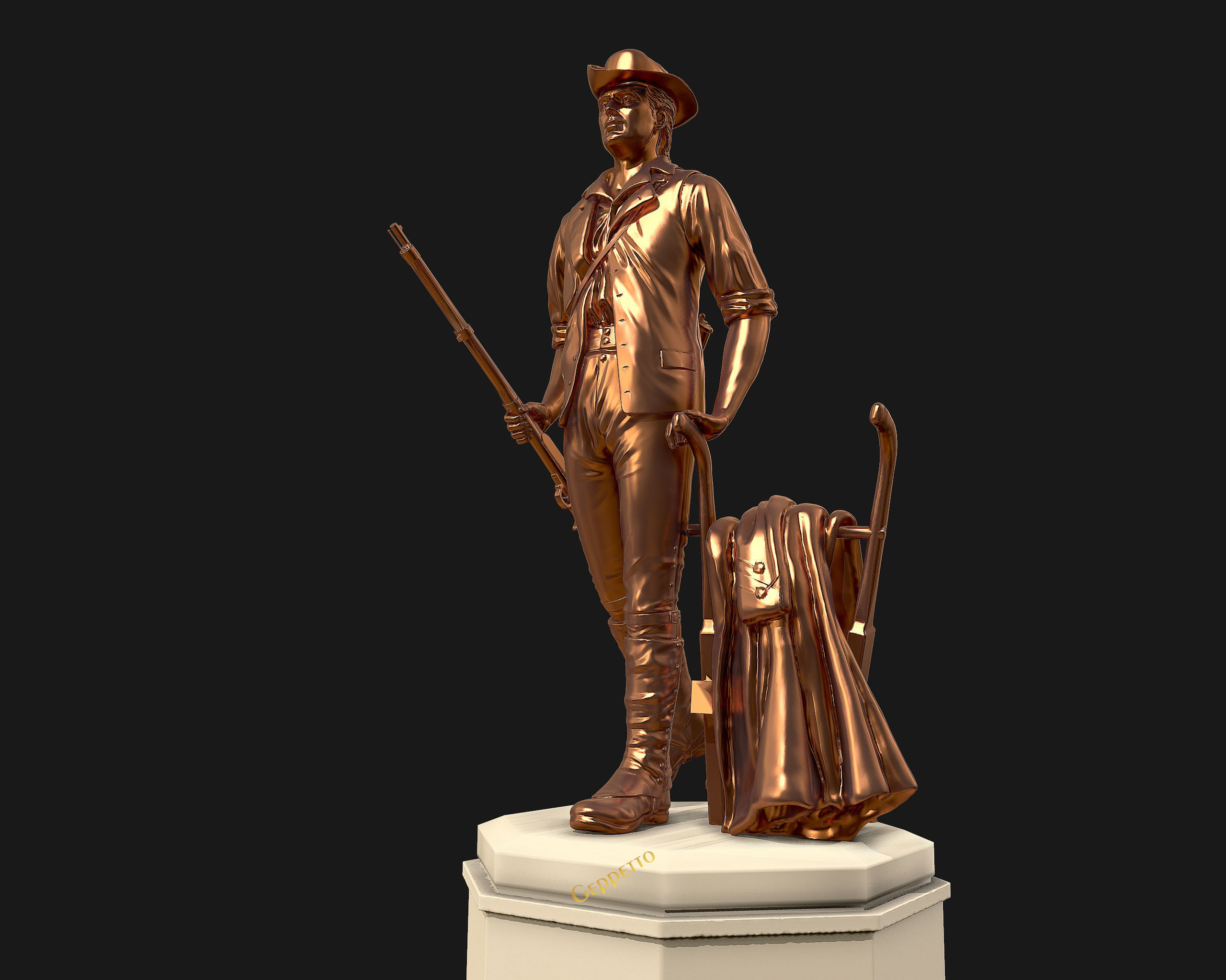Minuteman Sculpture ready to 3D printing 3D print model_7