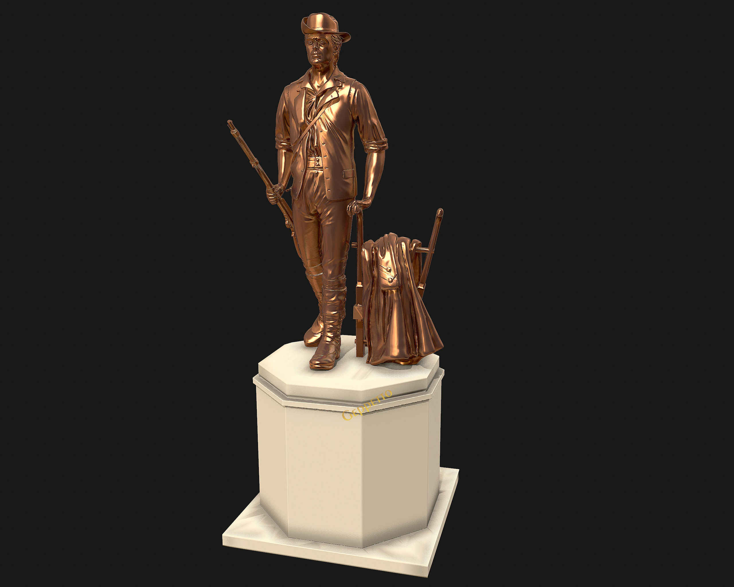 Minuteman Sculpture ready to 3D printing 3D print model_40