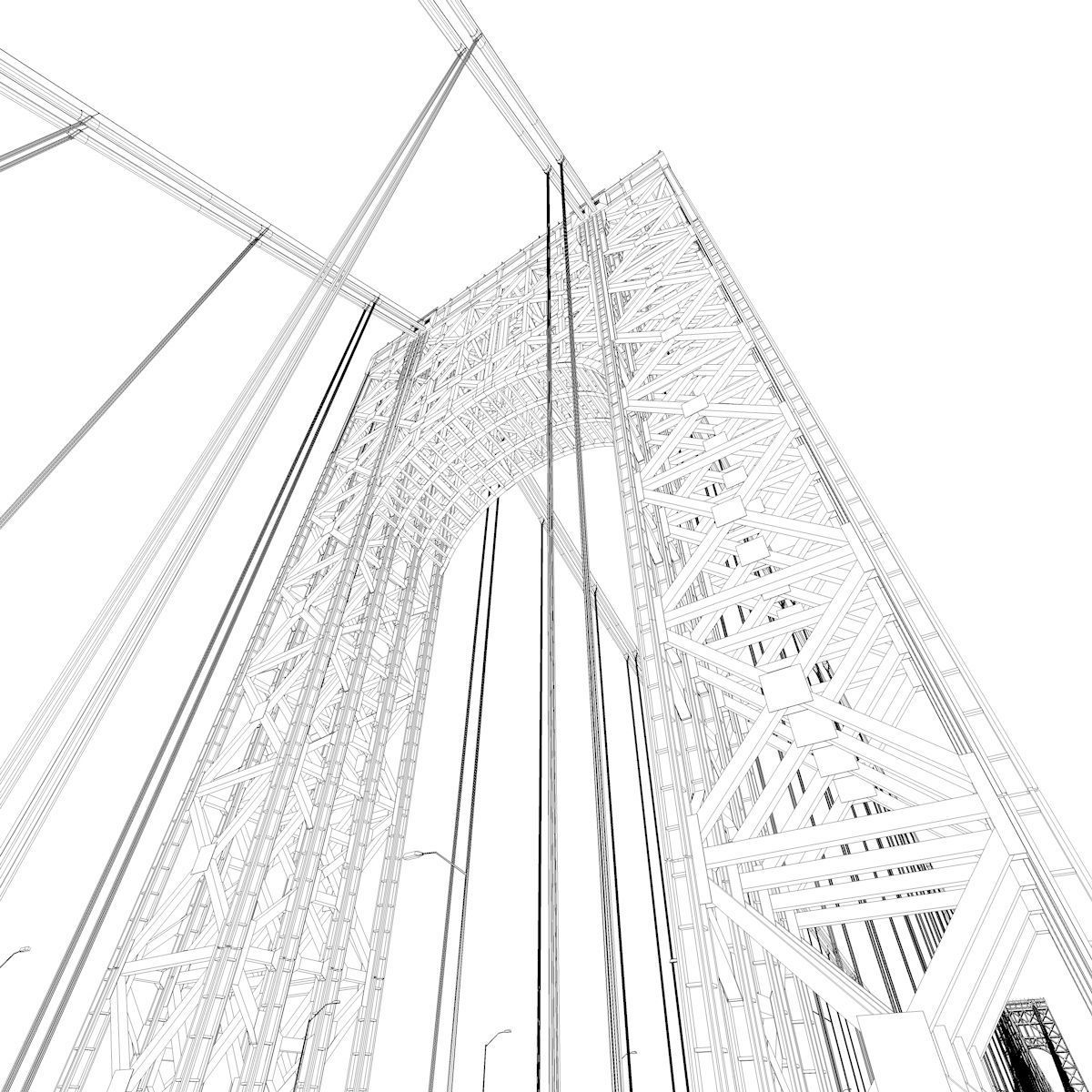 3D George Washington Bridge with Tollbooth  New York model 3D model_30