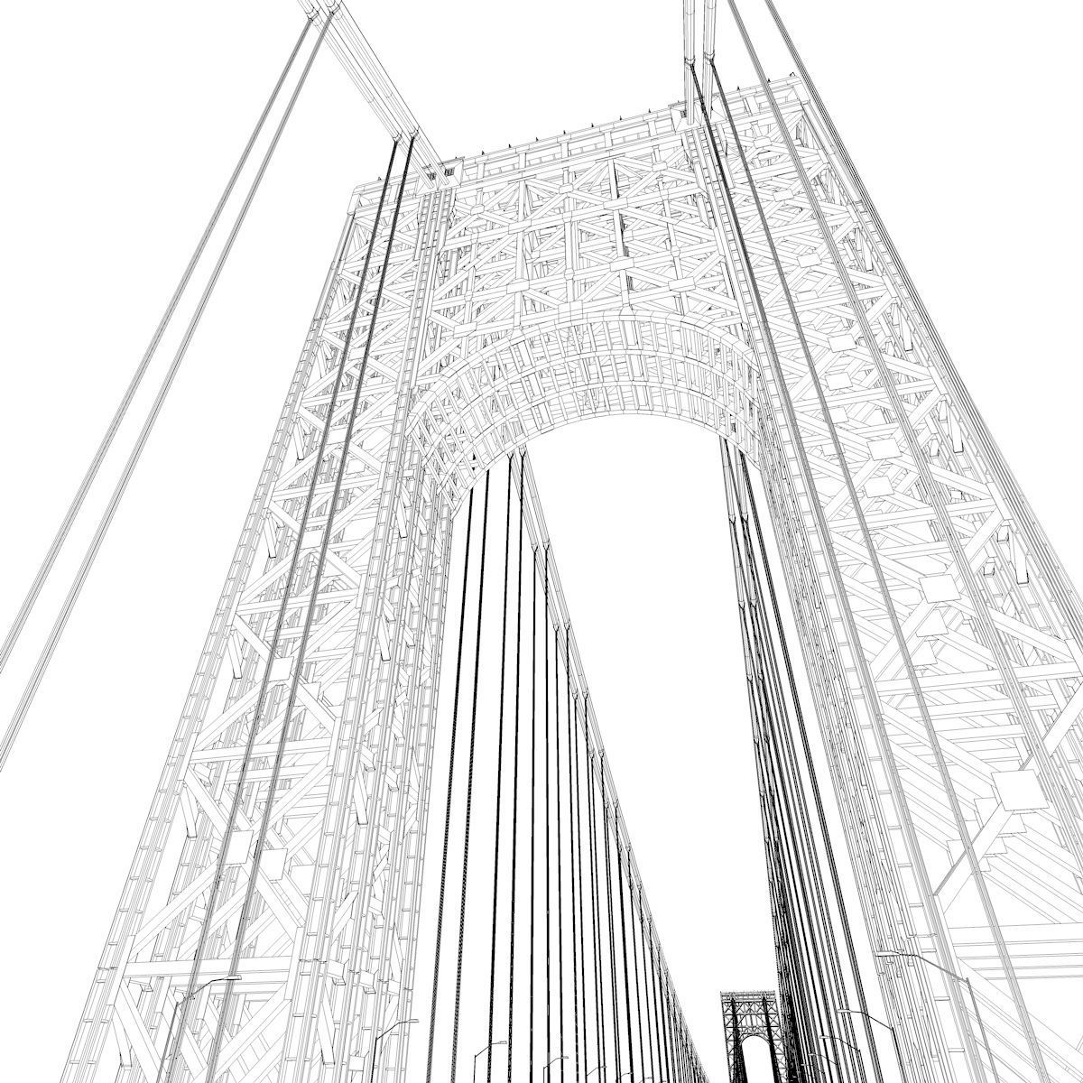 3D George Washington Bridge with Tollbooth  New York model 3D model_26