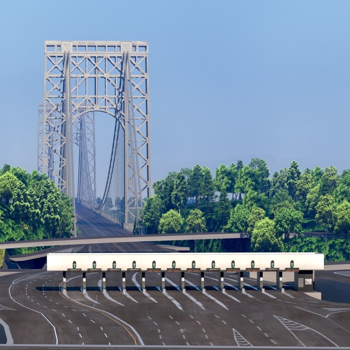 3D George Washington Bridge with Tollbooth  New York model 3D model_18