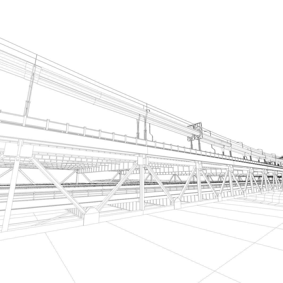 3D George Washington Bridge with Tollbooth  New York model 3D model_32