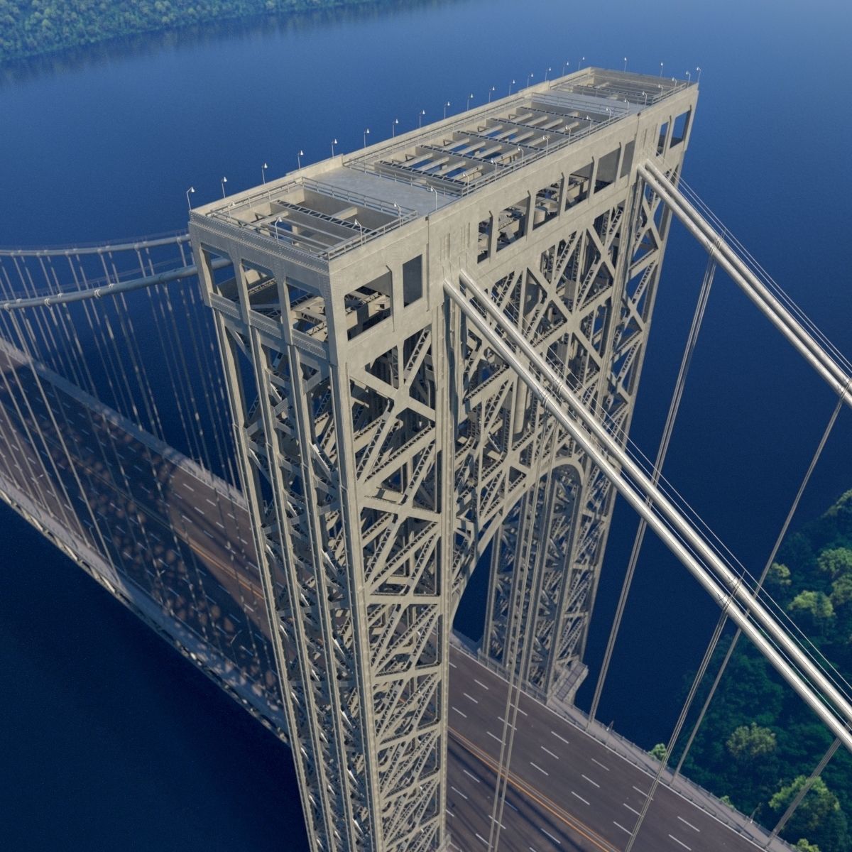 3D George Washington Bridge with Tollbooth  New York model 3D model_14