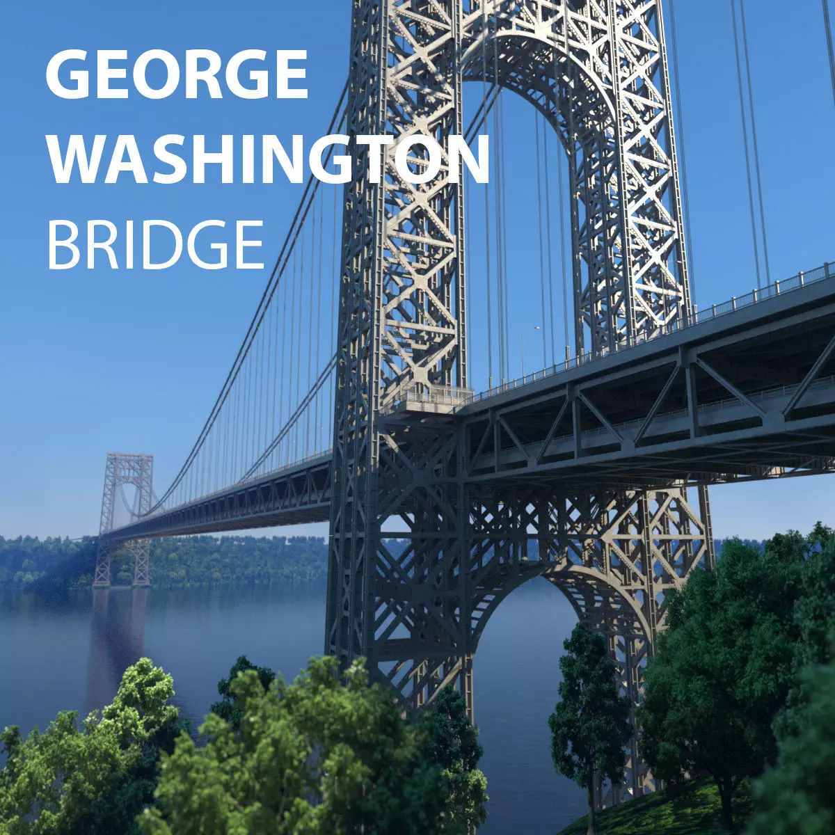 3D George Washington Bridge with Tollbooth  New York model 3D model_0
