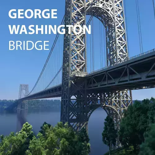 3D George Washington Bridge with Tollbooth  New York model