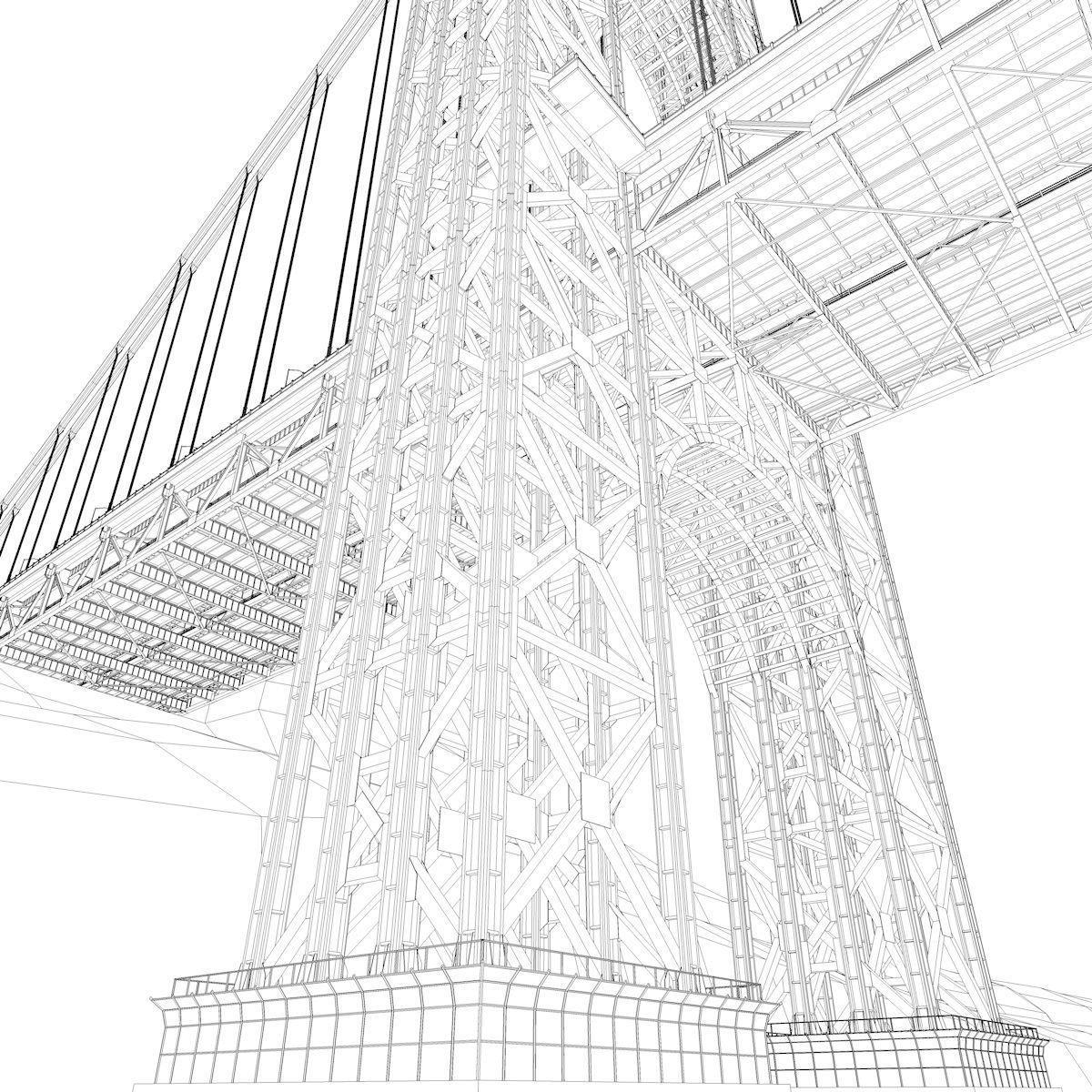 3D George Washington Bridge with Tollbooth  New York model 3D model_31