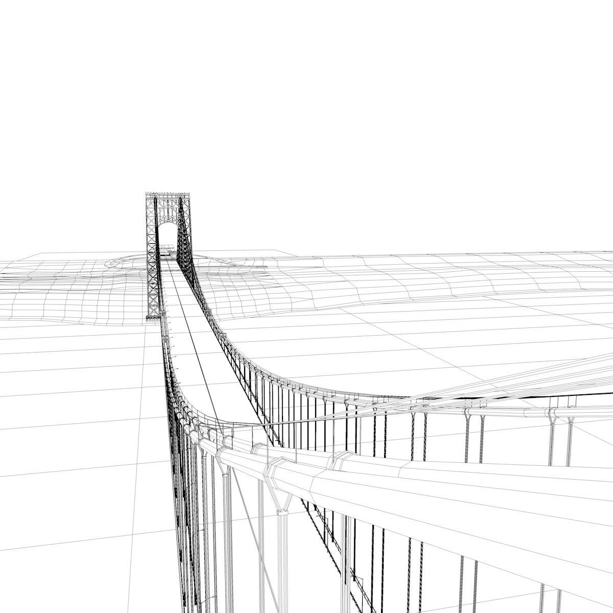 3D George Washington Bridge with Tollbooth  New York model 3D model_24