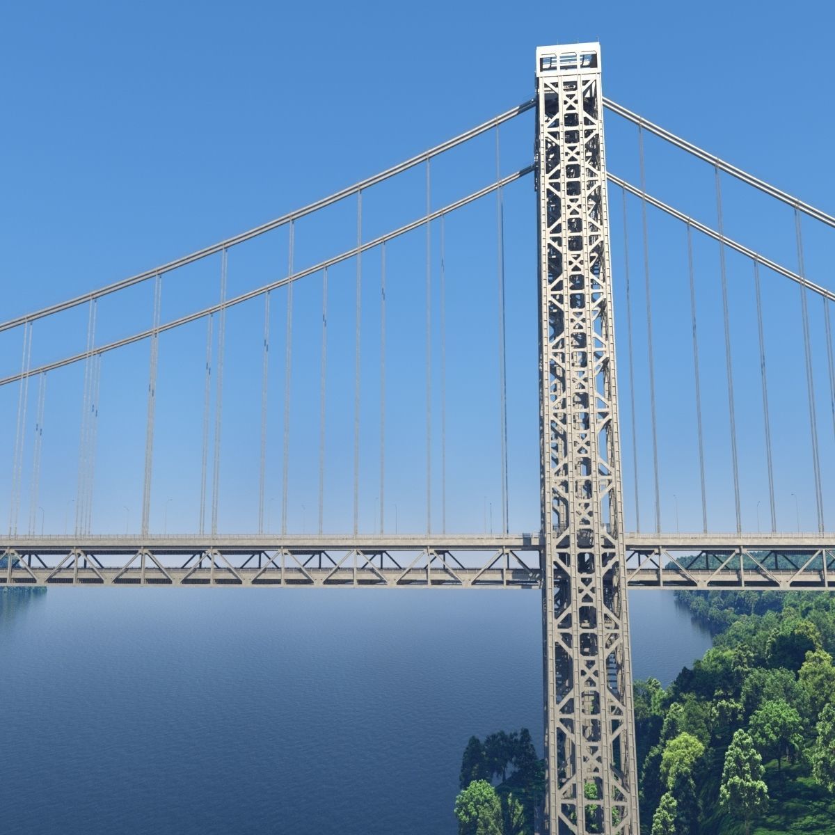 3D George Washington Bridge with Tollbooth  New York model 3D model_2