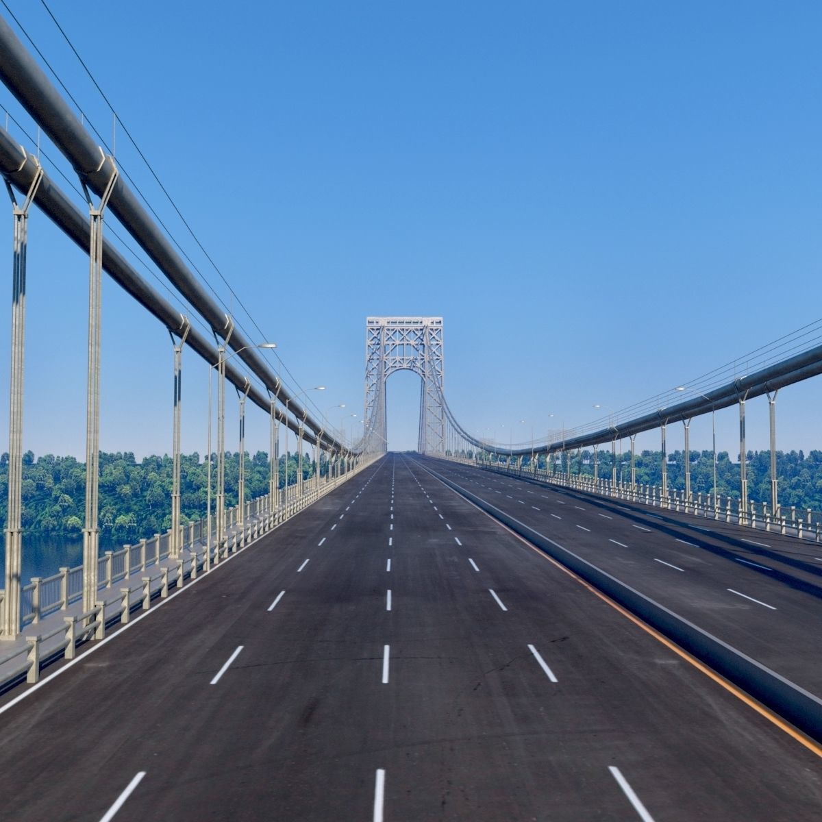 3D George Washington Bridge with Tollbooth  New York model 3D model_1