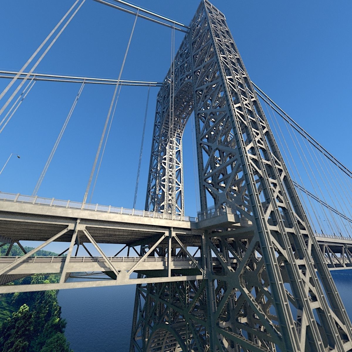 3D George Washington Bridge with Tollbooth  New York model 3D model_7